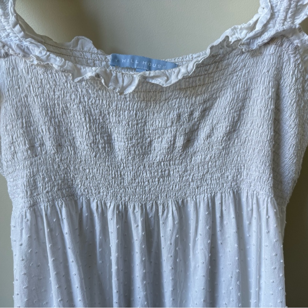 HILL HOUSE Ellie Nap Dress Tiered Swiss Dot Ruffle Cottagecore‎ Coquette White L - Picture 6 of 7